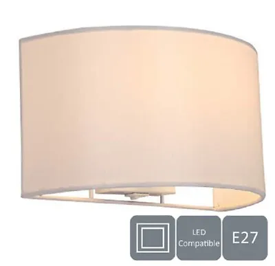 HARPER LIVING Wall Light With Switch Cream Colour Semi-Circle Shape Fabric Shade • £14.99