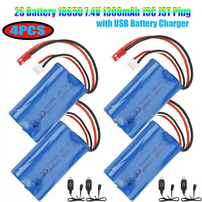 £13.99 • Buy 2S 7.4V 1300mAh Li-ion Battery JST Plug USB For RC Helicopter F645 Road Truck Uk
