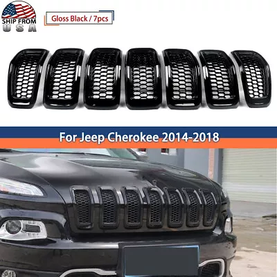 For 2014-18 Jeep Cherokee Front Grill Grille Inserts Honeycomb Mesh Gloss Black • $38.88