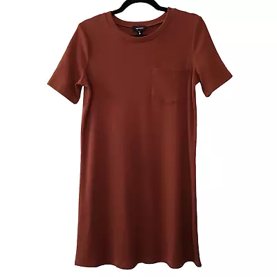 Pinkblush Maternity Short Sleeve Ribbed Crew Neck Stretch Tee Dress Brown S • $17