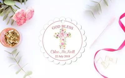 10 Gift Tags Baptism Christening Confirmation Bomboniere God Bless Personalised  • $4.99