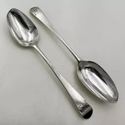 PAIR TEASPOONS STERLING SILVER INCUSE MARK GEORGE III London 1784 George Smith • £65