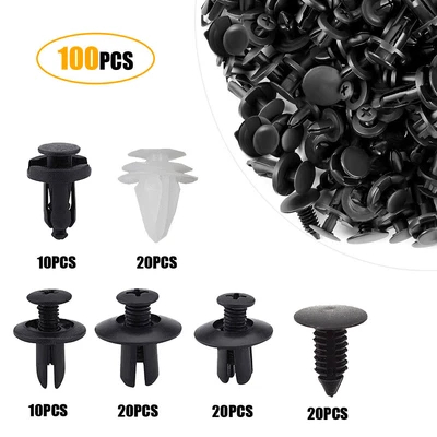 $19.61 • Buy 100pcs Car Fastener Clips Mixed Push Panel Retainer Pin Rivet Bumper Trim Kits