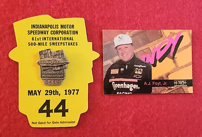 1977 Indy 500 SILVER #3414 Pit Badge W/BUC #44 - AJ FOYT Collector Card - MINT! • $89