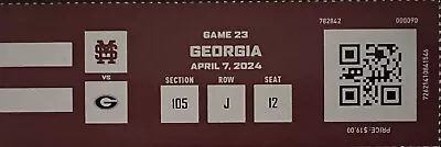 2024 Georgia Vs Mississippi State Bulldogs Baseball Ticket Stub 4/07/2024 • $6.99