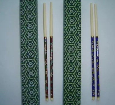 2 Vintage Sets Of Japanese Chopsticks Lacquered Floral And Blue Made In Japan • $2