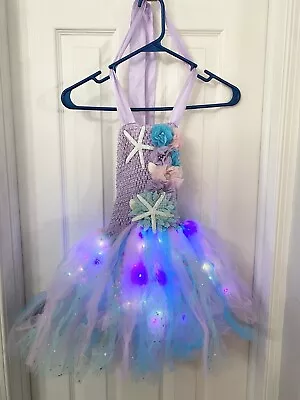 Mermaid Birthday Halloween Costume With Lights Ocean Beach Dress 4T  & Headband • $12