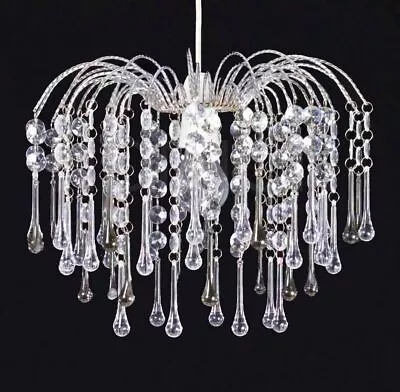 Modern Chandelier Acrylic Crystal Light Shades Droplet Ceiling Pendant Lampshade • £13.95