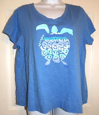 NWOT Blue Short Sleeve ESCAPE BY HABITAT Turtle Batik Print Tee - Large • $9.99