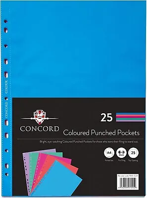 Pukka Pad Concord A4 Coloured Punched Pockets – 1 Pack Of 25 • £6.99