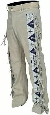 Men's Native American Buckskin/Deerskin Suede Leather Pant Fringes Red Indian • $119.99