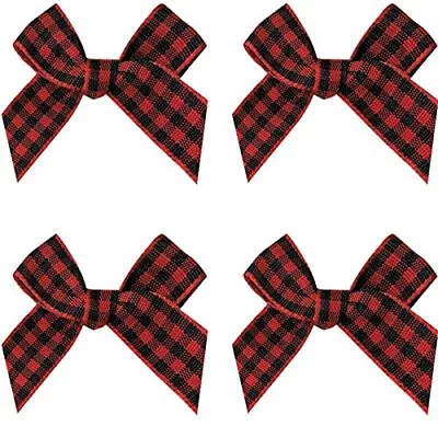 Gingham Craft Ribbon Bows Mini Checkered Ribbon Flowers Appliques For Sewing... • $13.13