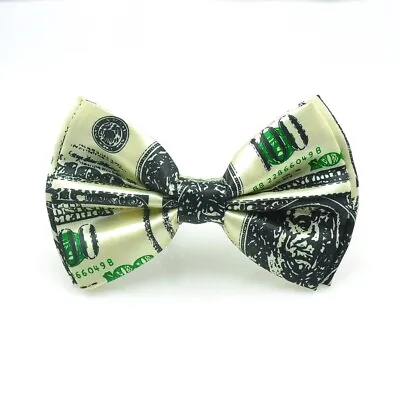 100 Dollar Bill Bow Tie Wedding Prom Formal Groom Groomsmen Money Cash Tuxedo $ • $22.86