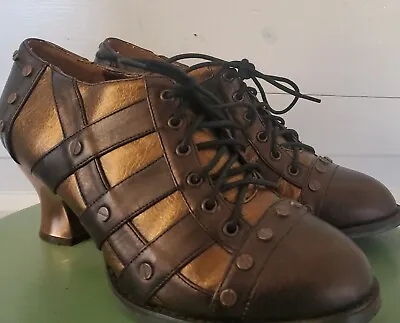  HADES  Jade Shoes Heels Oxfords Brown Steampunk Vegan Leather Sz 10  • $62