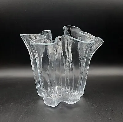 Muurla Finland Handkerchief Ruffle Vase Handmade Freeform Scandinavian Art Glass • $38.95