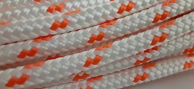 5/16 X 100 Ft. Double Braid-Yacht Braid Polyester Rope Hank. White/Orange • $49