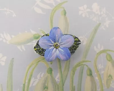 FORGET-ME-NOT BROOCH Forget-Me-Not Pin Friendship Pin Masonic Lapel HAND PAINTED • $8.69