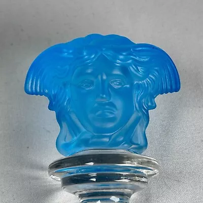 Rosenthal Versace Medusa Blue Crystal Glass Wine Decanter Bottle Stopper Topper • $79.99