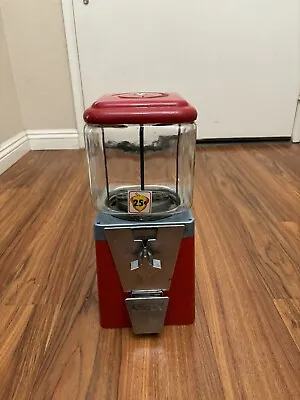 RED Oak Acorn Glass Globe Gumball Candy Vending Machine Vintage 25 Cent Working • $119