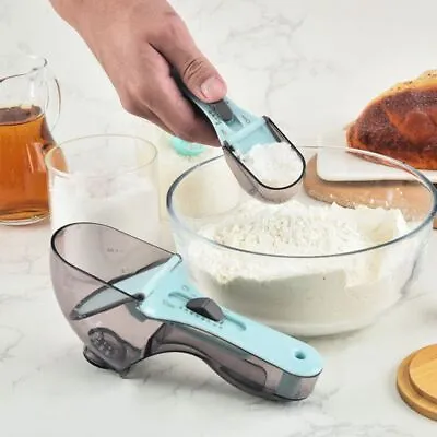 Adjustable Measuring Cup Spoon Kitchen Baking Flour Seasoning Scoop With Scale` • £5.45