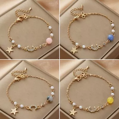 Fashion Crystal Zircon Moon Star Bracelet Adjustable Bangle Women Party Jewelry • $1.06