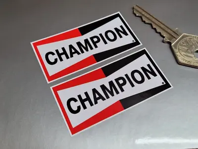 CHAMPION Spark Plugs Classic Race Car STICKERS 2  Pair Racing Decals F1 WSB Bike • £2.75