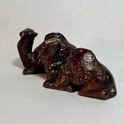 $25 • Buy Vintage Cast Metal Bronze Plated Camels Paperweights Heavy Felted Lot/2 4in R6