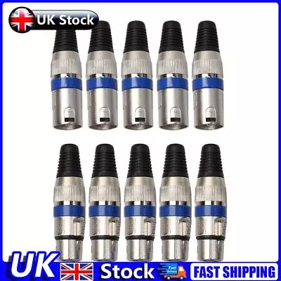 10 Pairs XLR 3 Pin Female MIC Jack Plug Audio Microphone Cable Connector UK • £13.39