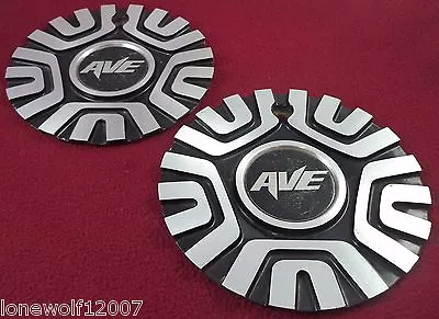 AVE By MKW Wheels Silver / Black Metal Custom Wheel Center Caps Set Of 2 • $99.04