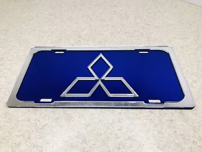 Mitsubishi Logo Blue & White Mirrored License Plate • $19.99