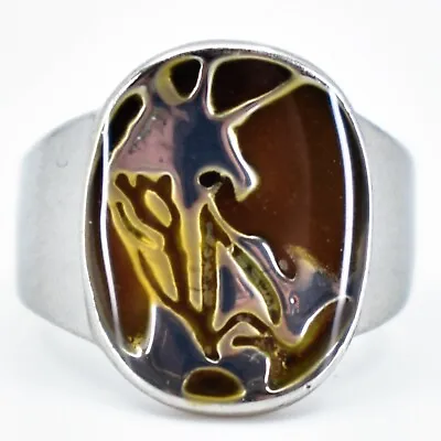 Silver Painted Abstract Design Color Changing Contrasting Mood Ring • $5.99