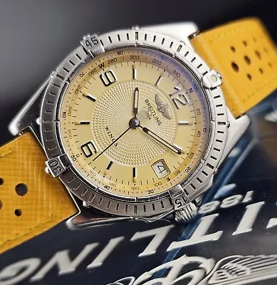 Vintage 90s Breitling Wings A10050 Automatic Men Watch W/Rally Strap -Works Well • $1495