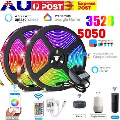 10/20M LED Strip Lights 3528 WIFI Control Smart APP For Alexa GoogleHome TV Back • $34.99