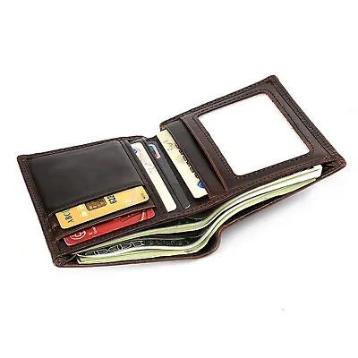 Dragon Brown Bifold Wallet Cow Genuine Leather Men's Wallet Cowhide Travel Purse • $9.60