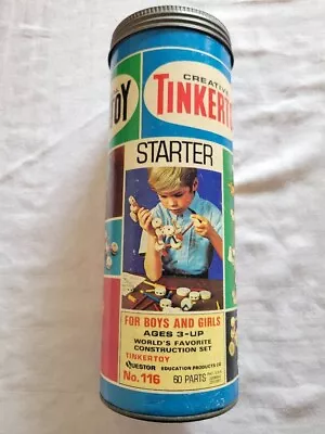 Vintage Tinkertoys Starter Set #116 Questor 1972 In Original Canister • $13