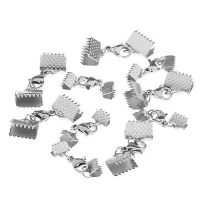 10pcs Ribbon Clip Clamp Crimp End Cap Necklace Bracelet Connector Findings • £3.89