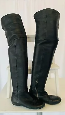 Miu Miu Black Over-the-Knee Boots Size 36 1/2 • $74.98