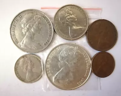 1966 Australian Coin Set - 50Cent 20Cent 10Cent 5Cent 2Cent And 1Cent Coins • $29.95
