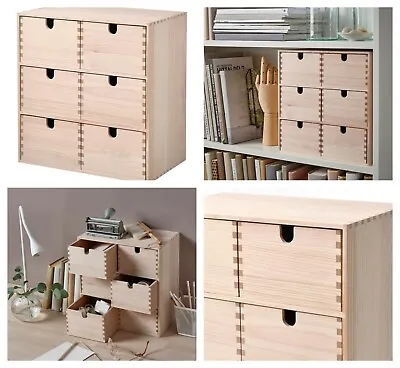 IKEA MOPPE Mini Wooden Chest Of 6 Drawers Storage BoxesJewellery Box 31x18x32cm • £40.58