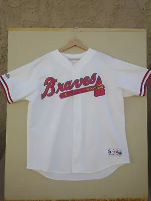 Vintage Atlanta Braves Majestic Baseball Jersey Size XL White MLB Made In USA • $39.69