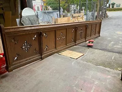 Beautiful Carved Gothic Oak Church Pew Fronts From A Closed Church - Cc2 • $1500