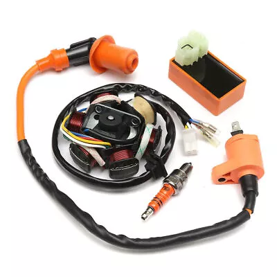 Racing Ignition Coil CDI Spark Plug Moped Magneto Stator For 49cc 50cc GY6 • $21.67