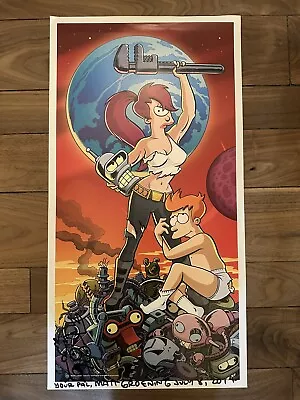 Matt Groening FUTURAMA Sketch Signed Poster Leela Bender Philip 2014 SDCC • $1000