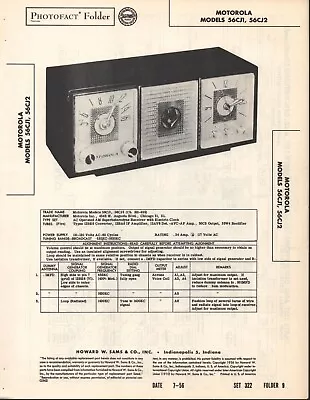 Motorola - AM Receiver/Clock Radio - Models 56CJ1 56 - Photo Fact Folder - 1956 • $9.50