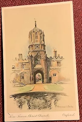 Vintage Artists Postcard Tom Tower Christ Church Oxford By Marjorie C. Bates • £2.95