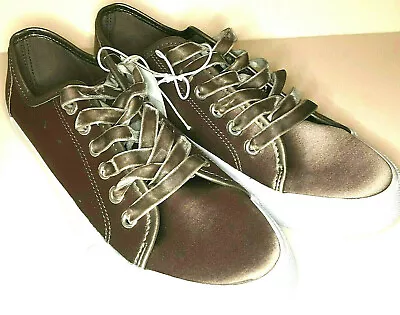 Mossimo Supply Co Jena Pewter Satin Velvet Laces Sneakers Tennis Shoes Sz 8 New • $11.93