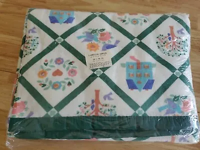 Vintage Owen American Sampler Blanket 80  X 90  Full Size Fleece New Birds House • $38