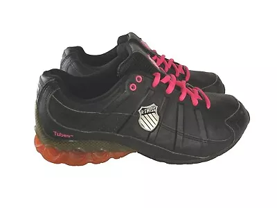  K-SWISS TUBES Women's Black/Pink Lace Up Comfy Sneakers Size 8.5 • $28.99