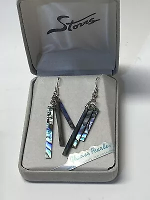 Glacier Abalone Pearl Dangling Pierced Earrings In Original Box By Storrs • $16.02