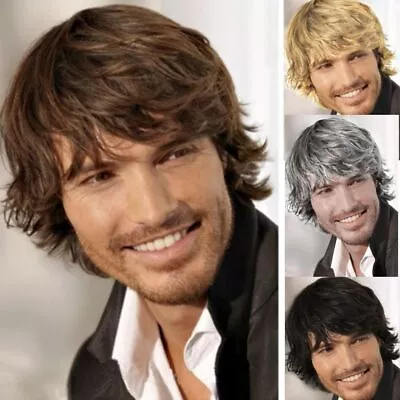 Kinky Short Natural Color Full Curly Wig Men's Wigs Short Hair Synthetic Hair • £9.74